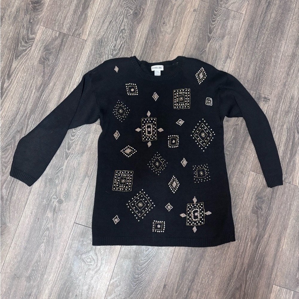 Vintage Victoria Jones beaded sweater size Small